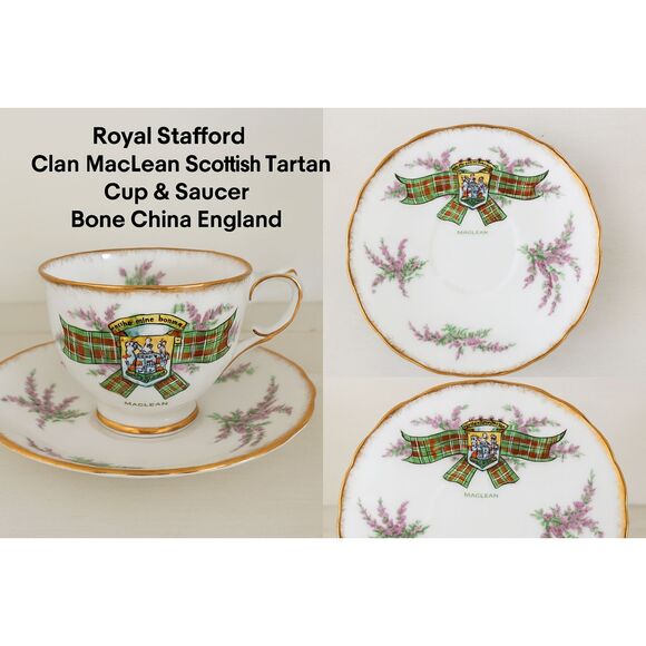 Royal Stafford Clan MacLean Scottish Tartan Cup & Saucer Bone China England - Picture 1 of 5